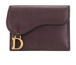 Christian Dior Saddle Card Holder, Leather, Burgundy, 43-MA-1108, 2*